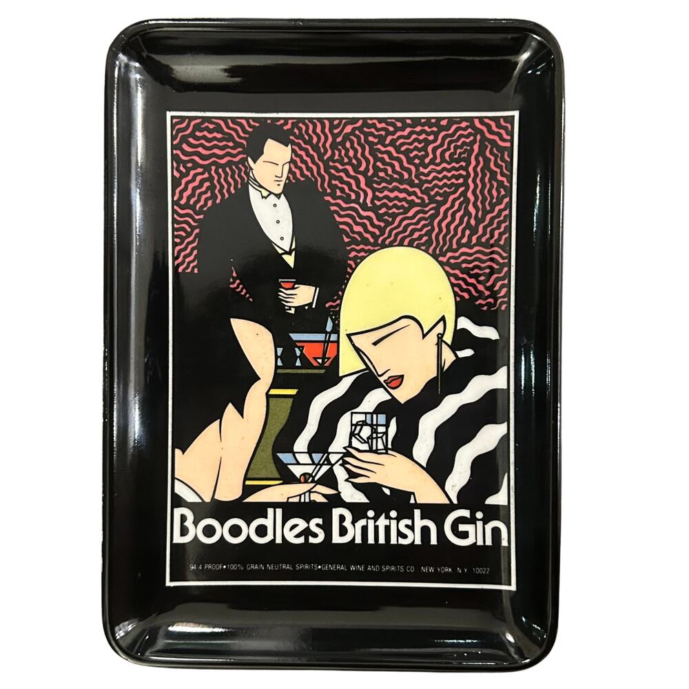 Boodles British Gin Vintage Bar Tray | Art Deco Cocktail Graphic Made in Italy